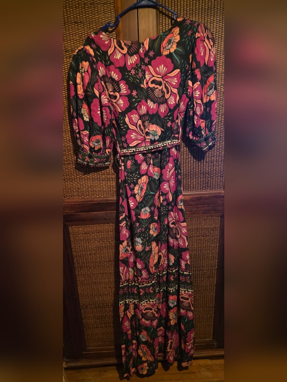 FARM Rio Flowers Garden Maxi Dress with Bold Pink & Green Print Small - Picture 3 of 8